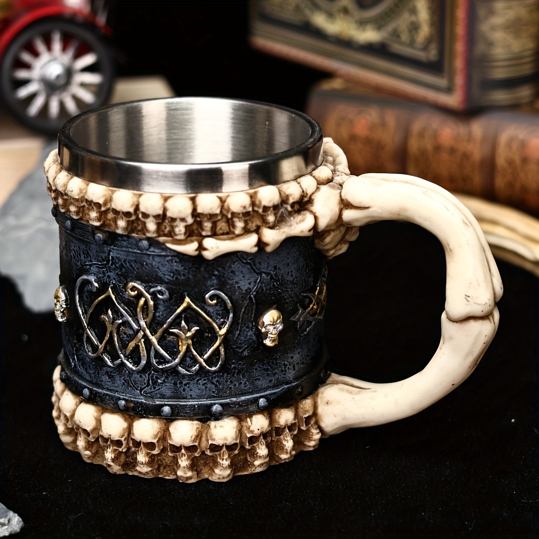 a hell devil hand mark coffee cup skeleton claw art shaped beer cup stainless steel 15 2oz dark style   water cup gift for friends christmas details 2
