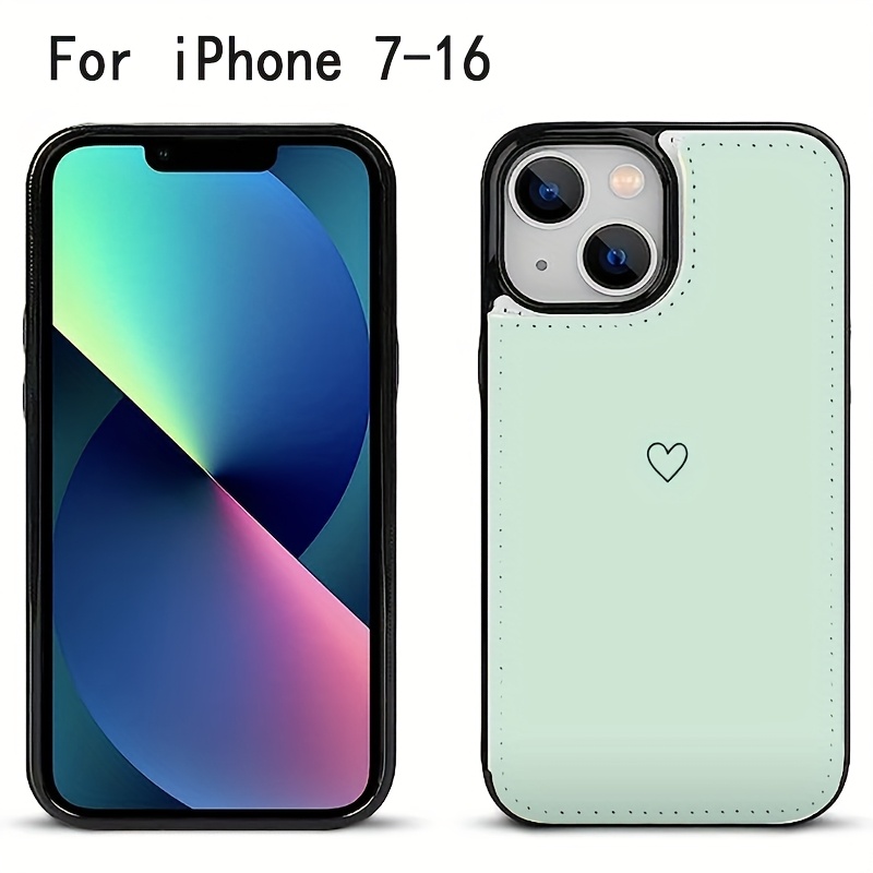 TEMU Phone Case - A Minimalist And Fresh Mint Green Wallet Phone Case, Featuring A Multifunctional Flip Cover Card Holder For Storing And Protecting