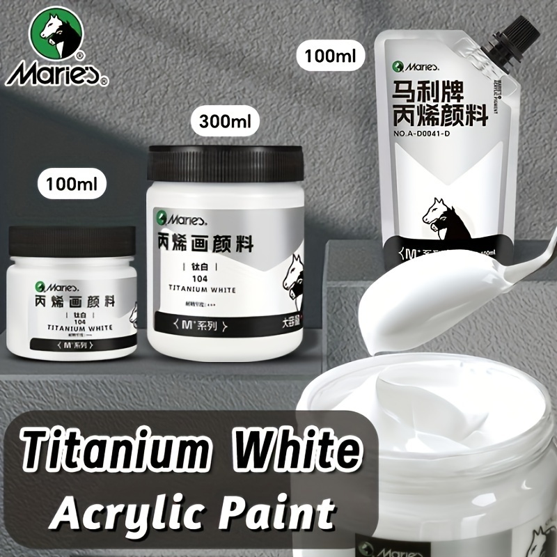 

Marie's Titanium White Acrylic Paint - Quick-dry, Pigment For Canvas, Wood, Glass & More - 3.38oz/10.1oz Bottle