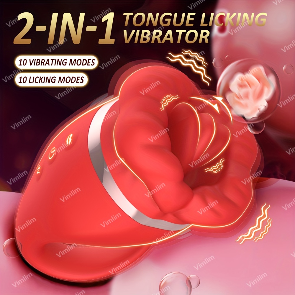 realistischer zungenlecker   – weibliche sexspielzeug, rosen-g-punkt-  mit 10 vibrations- und 10 leckmodi, nippelstimulator für männer, frauen & paare – mundförmiges spielzeug Produktdetails 0