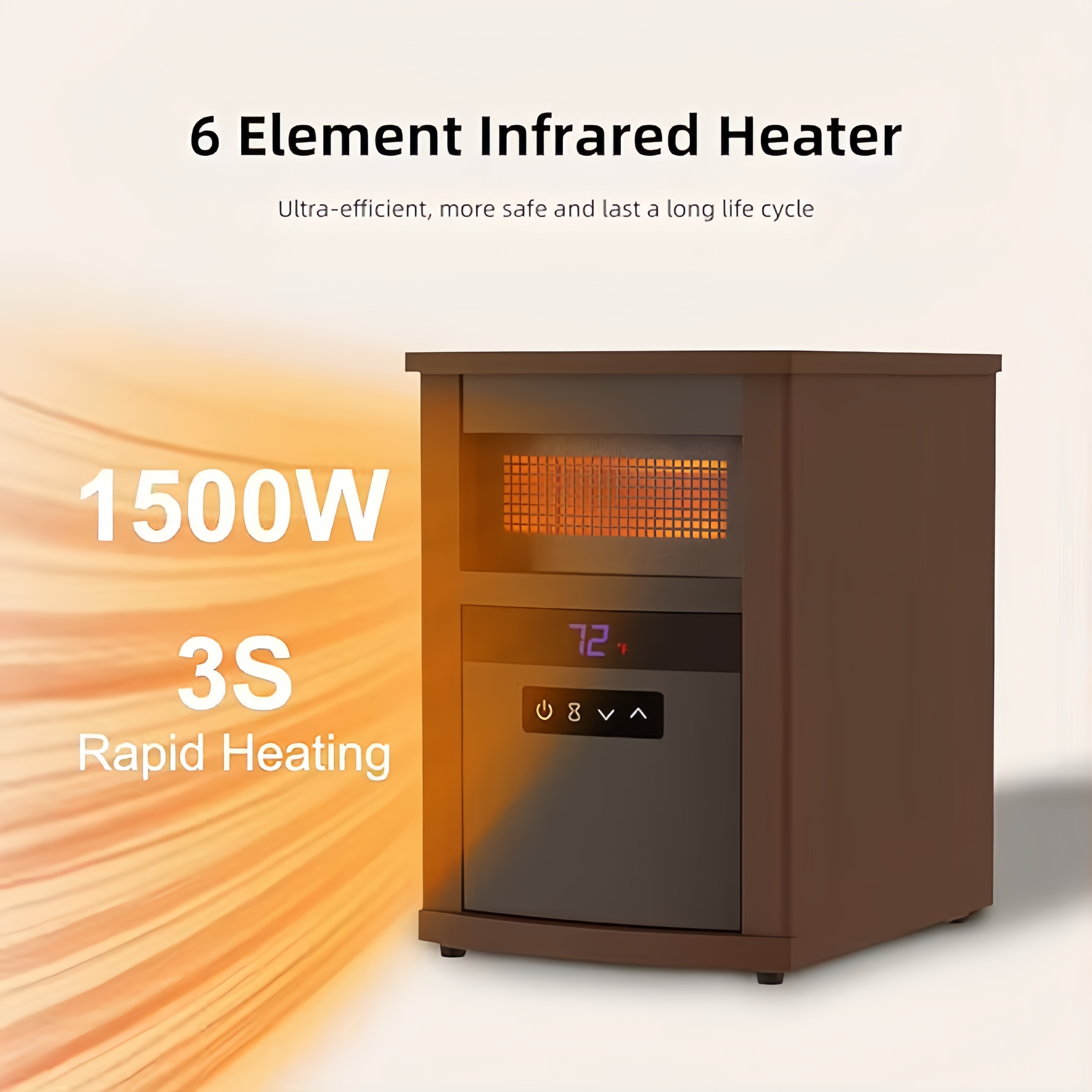 TEMU Infrared Heaters For Indoor Use, 1500wspace Heater, Portable Heater, 3 , With Remote Control, Adjustable Thermostat, Space Heaters For Indoor Use, Child Lock, & Tip-over Protection For Safe