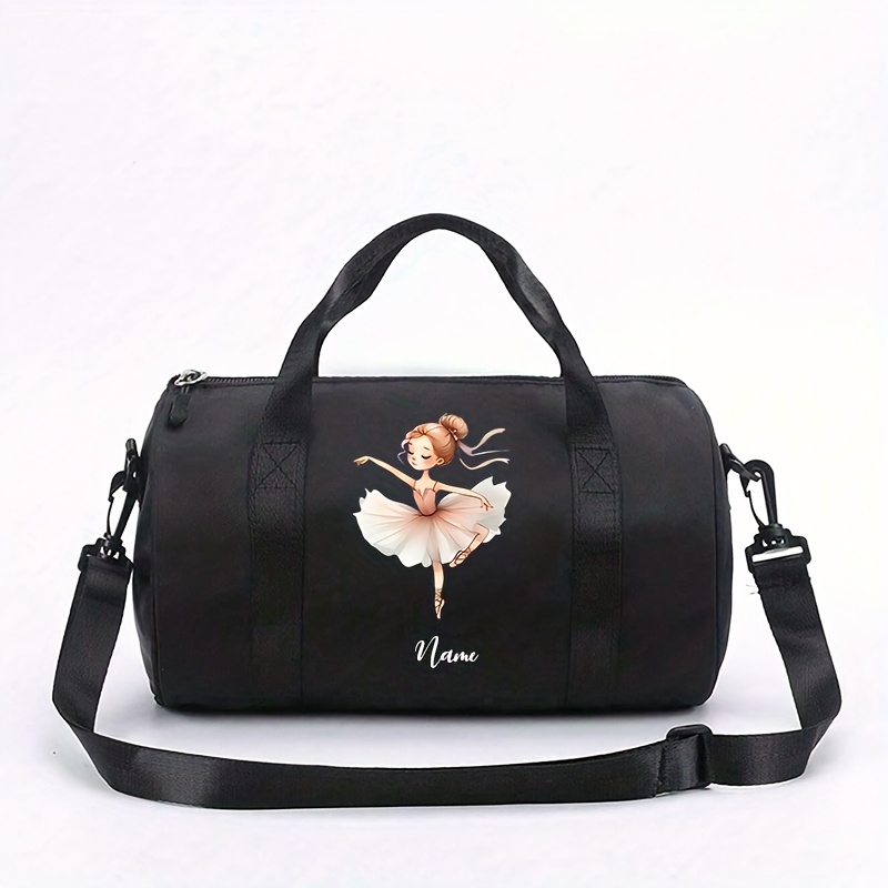 TEMU Personalized Custom Name And Message Custom Bag Cartoon Ballet Pattern Oxford Cloth Material Large Capacity Tote Bag Replaceable Shoulder Strap