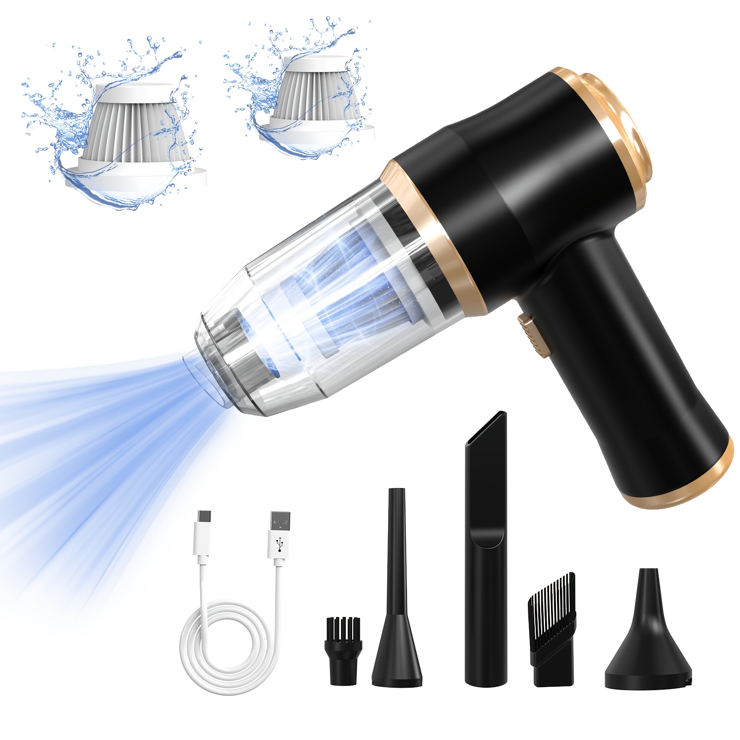 Image of Portable Handheld Vacuum Cleaner For Cars, Strong Suction Vacuum Cleaner, And With Multiple Nozzles, Suitable For Cars, Computers, Sofas, Offices, Pets, And Home Cleaning