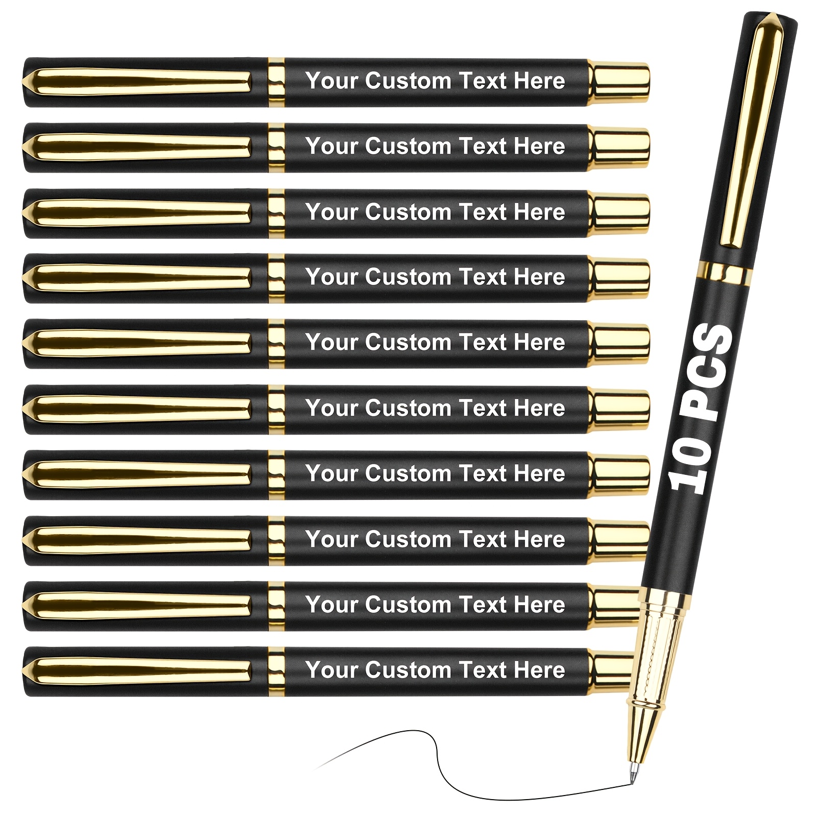 TEMU Confezione da 10 Penne da Firma da 0.5mm | Logo & Testo Personalizzato UV/Laser | Ideali per Ufficio/Regali di Laurea | Scegli