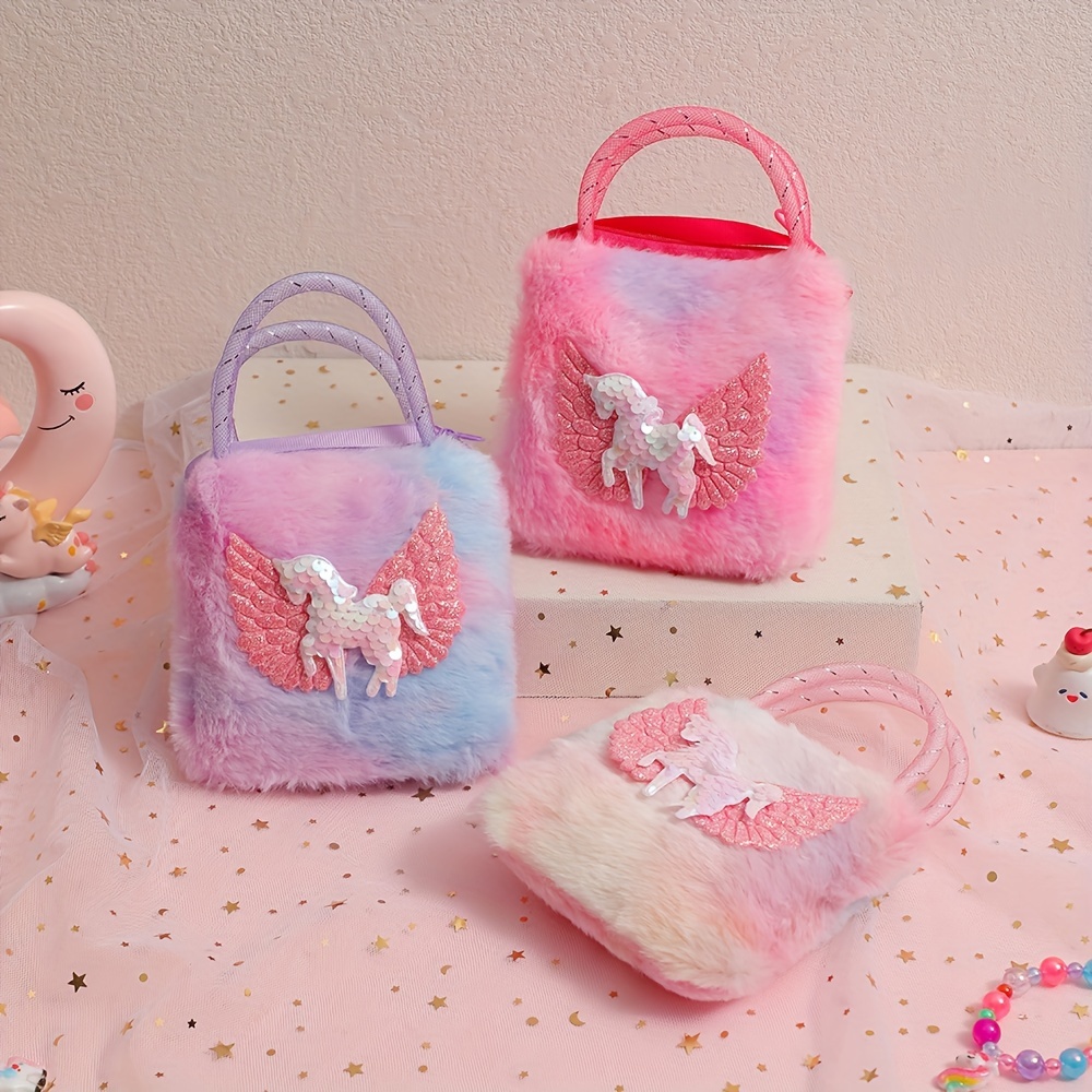 unicorn sequin cartoon plush shoulder bag messenger bag Temu Bahrain