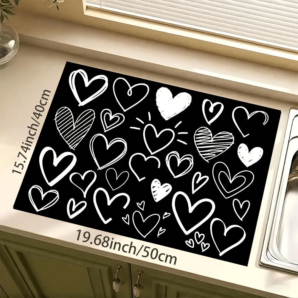 TEMU 1pc Heart-shaped Absorbent Drying Mat, Kitchen Decorative Coffee Machine Mat, Handmade Coffee Pot Drip Mat, Kitchen Floor Mat, Dining Table Mat,