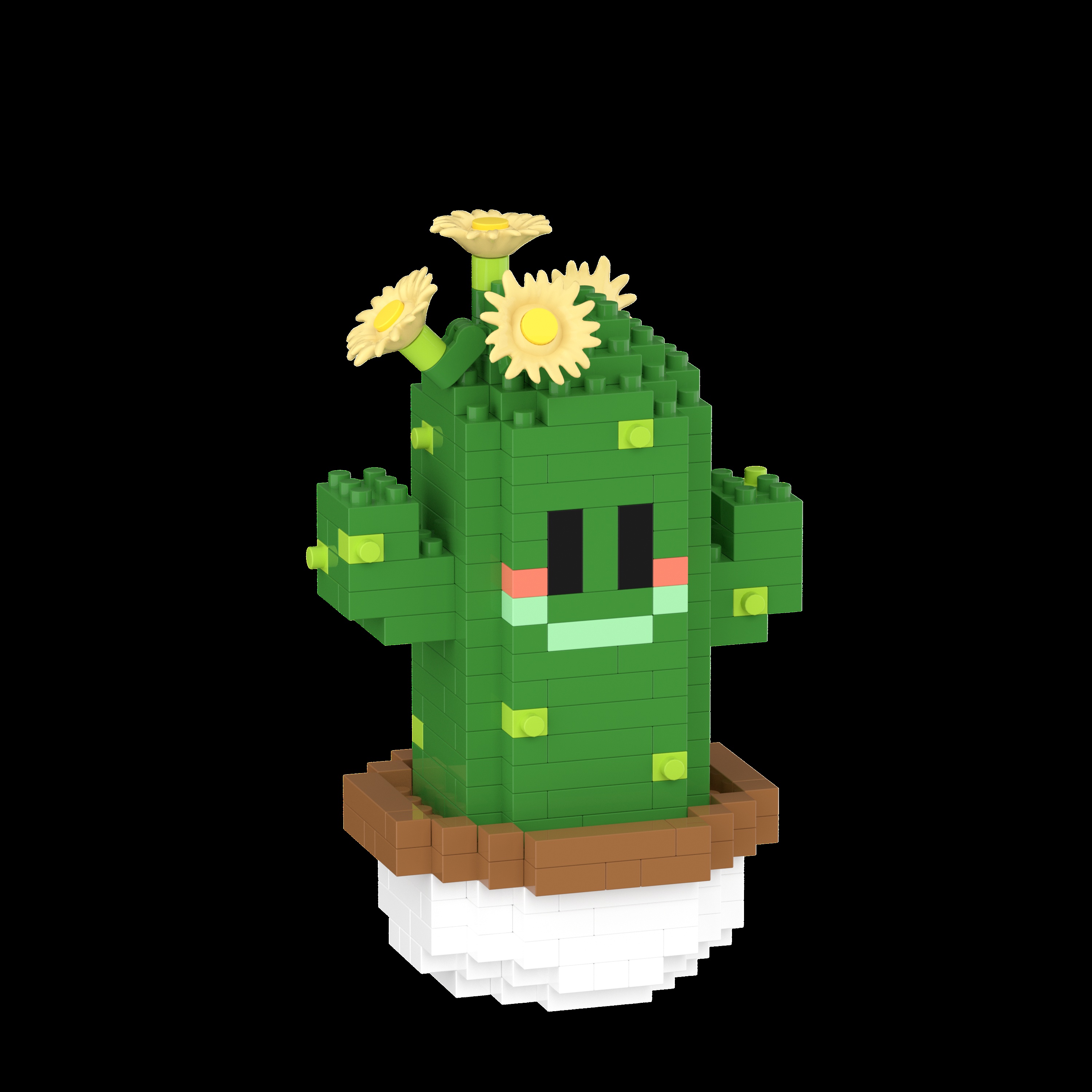 Cactus Series Building Blocks Small Cute Cartoon Model Assembly Toy Creative Birthday Gift Desktop Ornament