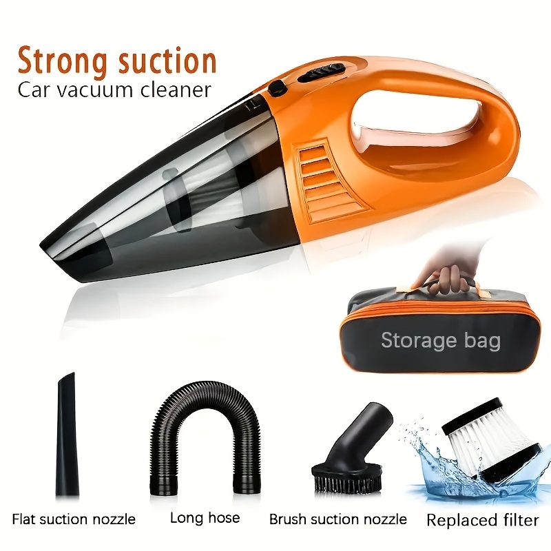 

Powerful Handheld Car Vacuum Cleaner Kit - Strong Suction, Upgraded Motor, Includes 2 Nozzles & Hose, Filter, Storage Bag - Ideal For Cars, Rvs & Tight Spaces