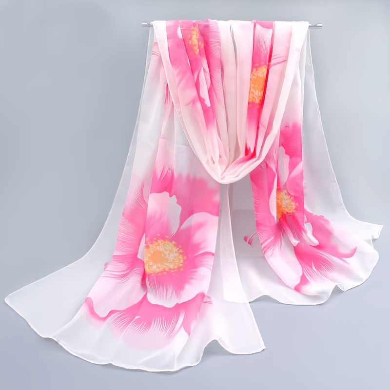 TEMU Foulard en de soie Printemps Été Foulard Mode Long Foulard en tulle Serviette de plage d'été Châle Foulard d'automne Châle climatisé Foulard en