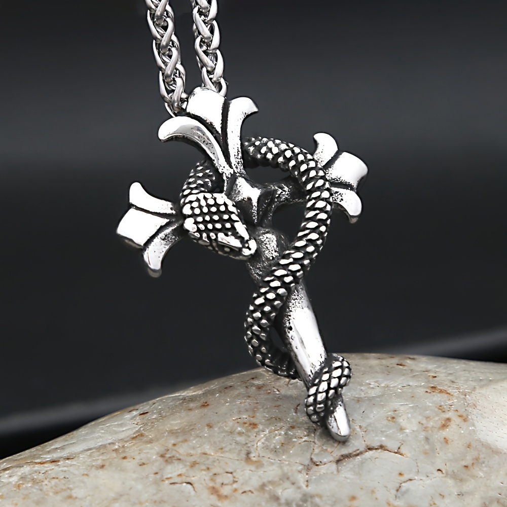 new european snake sword cross necklace men - Temu