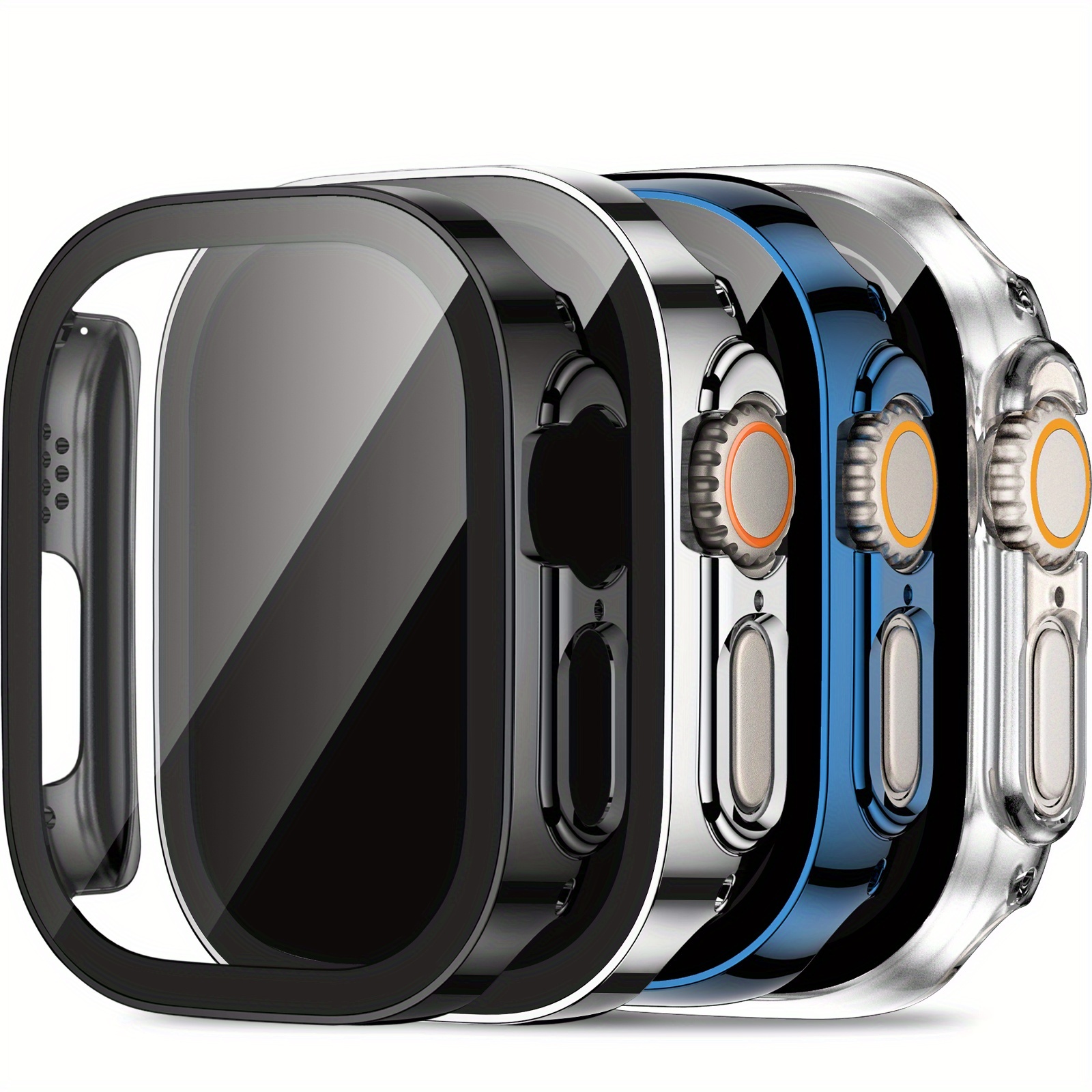 set of 4 premium electroplated design electroplated pc protective case for   watch built in tempered glass screen stylish design suitable for 40mm 41mm 42mm 44mm 45mm 46mm 49mm a great gift option Product details 10