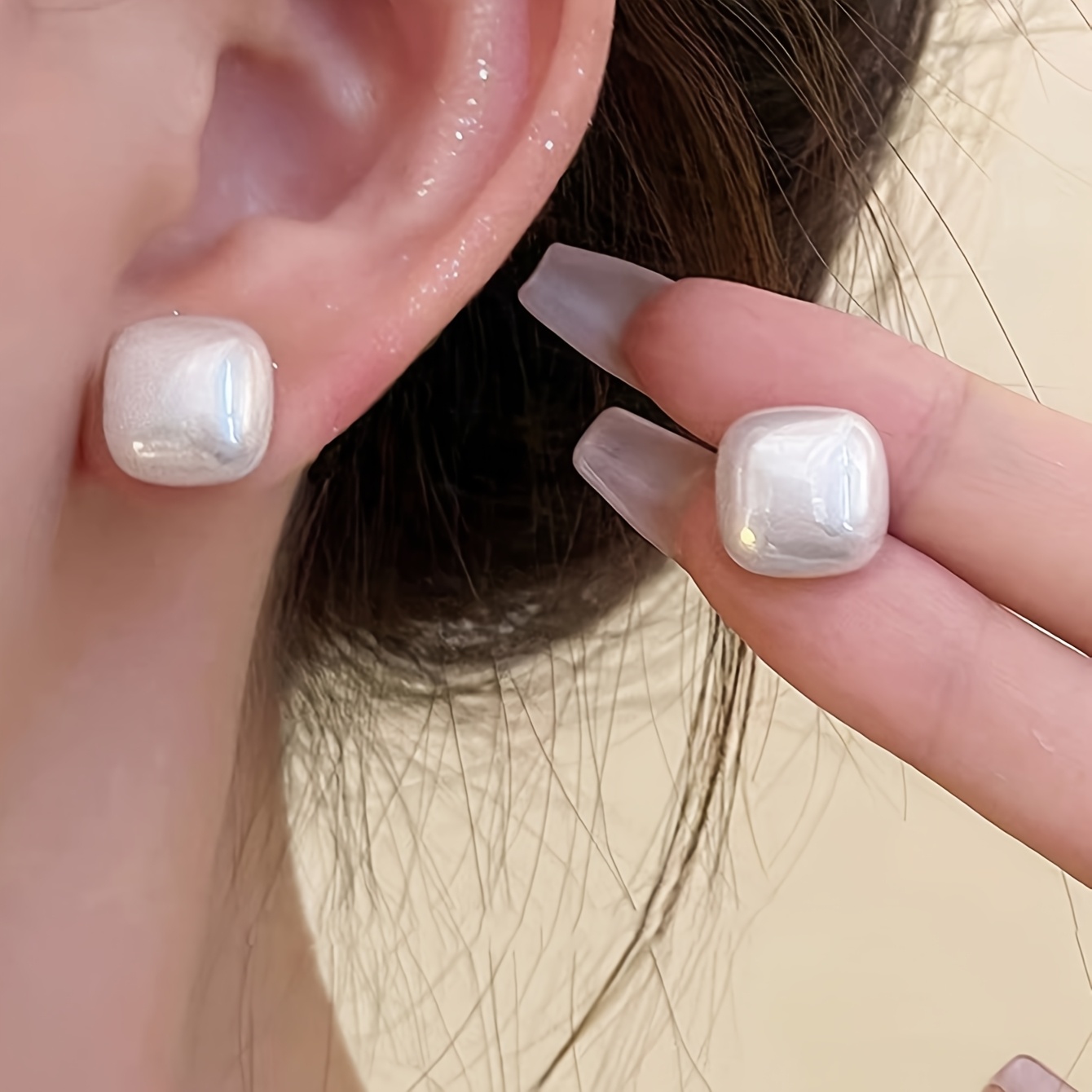 3 Pairs Geometric Square Dumpling Bead Earrings Set