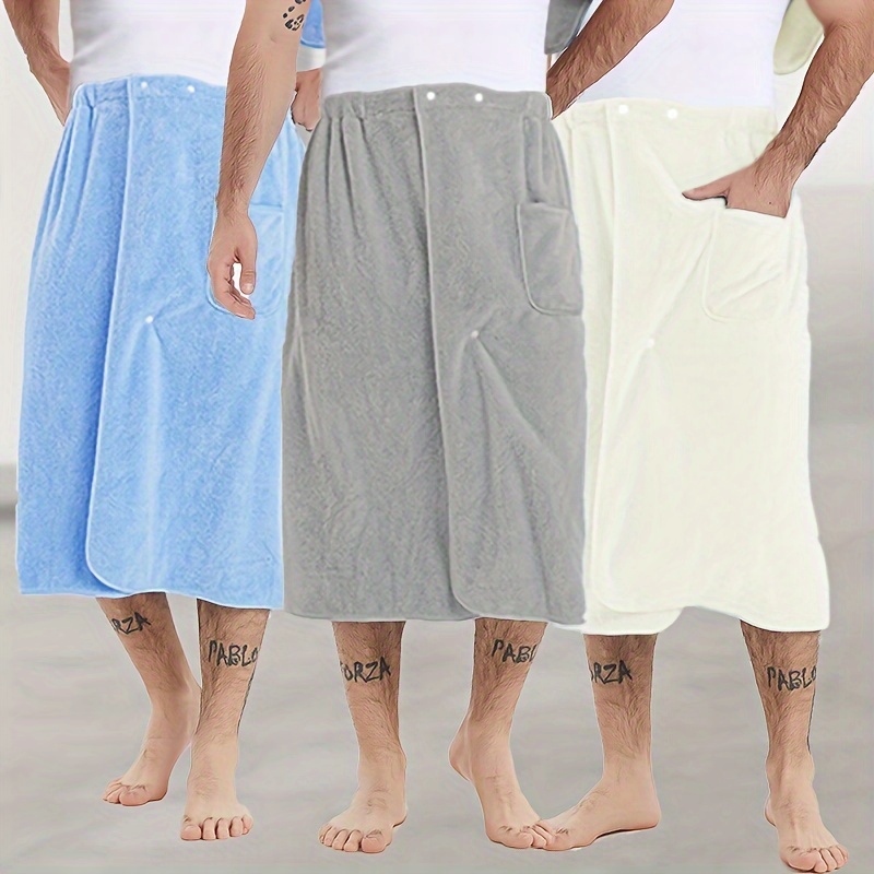 

1pc Coral Velvet Men's Bath Skirt, Adjustable Elastic Bath Towel - Absorbent Soft, Men's Sauna Short Skirt Spa Sauna