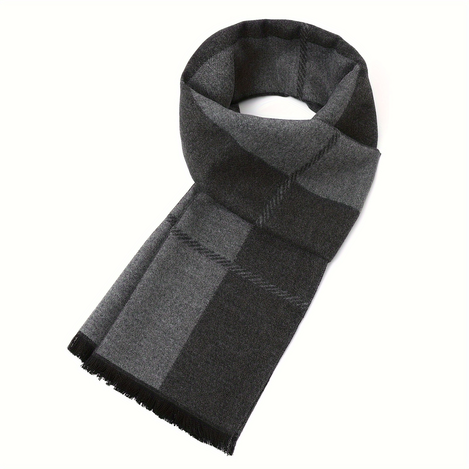 

1pc Men's Polyester Scarf, 100% Polyester Long Scarf, Woven Striped Pattern, Popular Style, Printed, Non-magnetic, With Fringed, For Business And Casual Wear, Autumn And Winter And