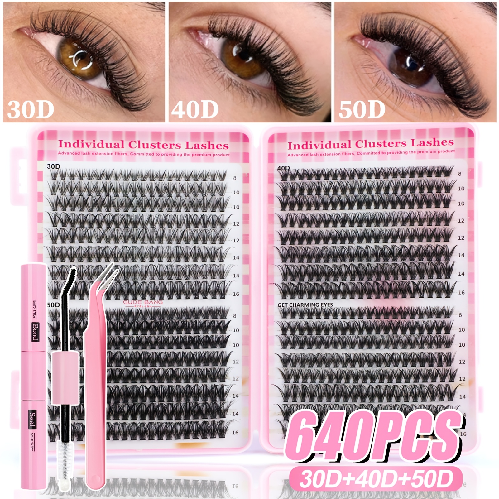 Image of Diy Cluster Lashes, 30d+40d+50d, Natural Look & Thin & Soft & Light, D , 8-16mm Mixed Lengths, Reusable, False Eyelashes For Beginners For Daily Use At Home Or , Dates, Parties & Music Festivals