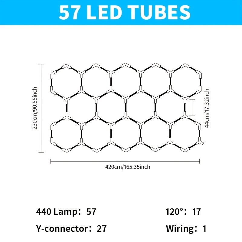 Hexagonal Garage Lights Led Honeycomb Ceiling Lights Led Tubes Hexagonal Led Garage Lights Hex Lamp Cold White Fixtures Suitable For Car Barbershop Warehouse Workshop And Basement Gym