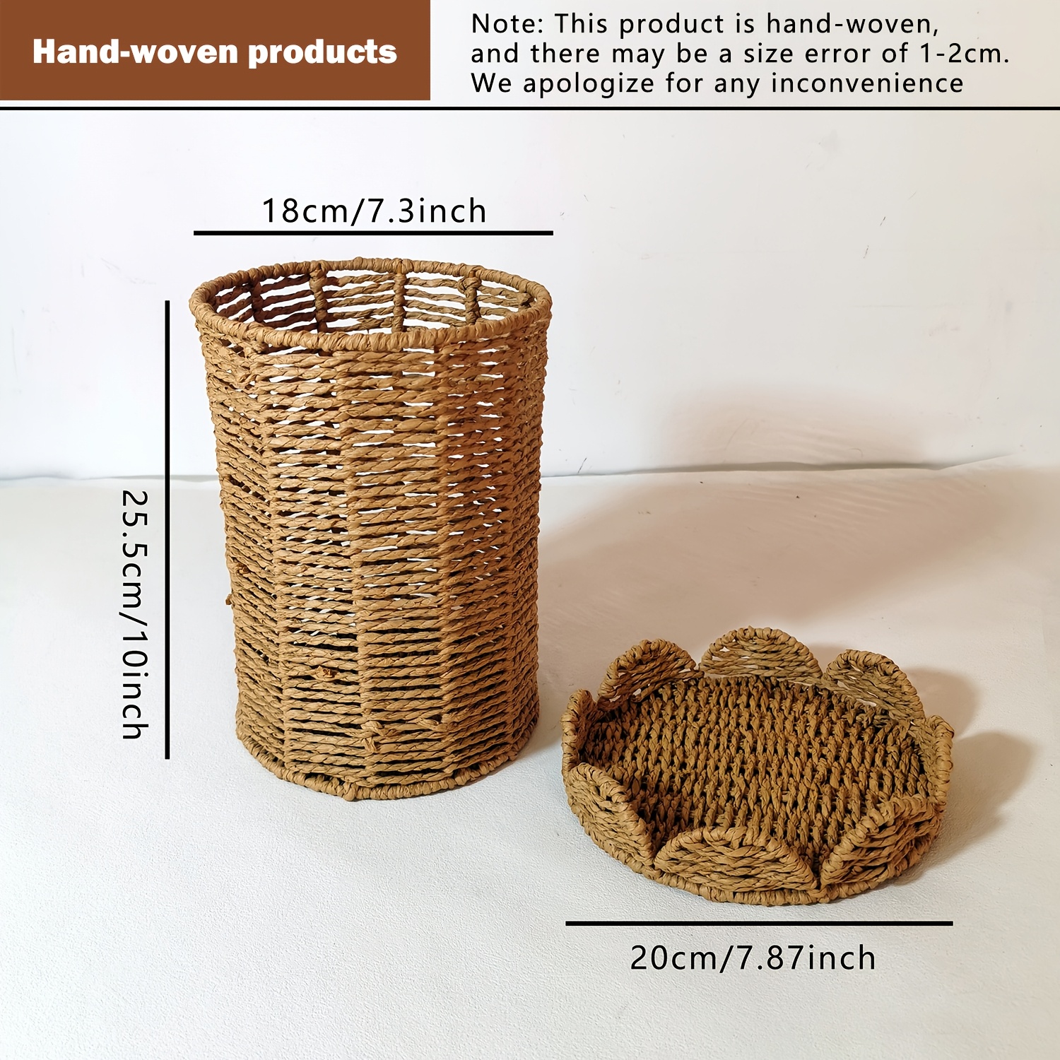 Nordic-style Minimalist Paper Rope Woven Trash Can, a High-value and Atmospheric Household Waste Paper Basket with Lid, Suitable for the Living Room, Bedroom, and Study