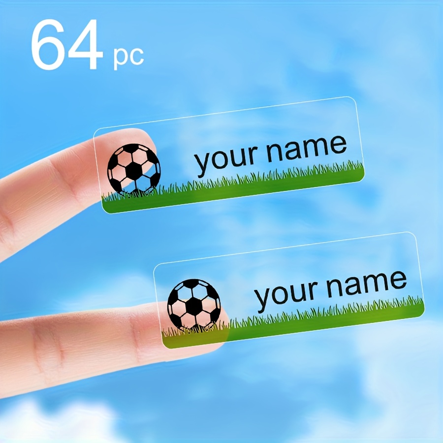 TEMU Étiquettes Autocollantes Personnalisées Transparentes avec Motif de Football et Nom, Adaptées au et au Numérotage sur Papier, et également
