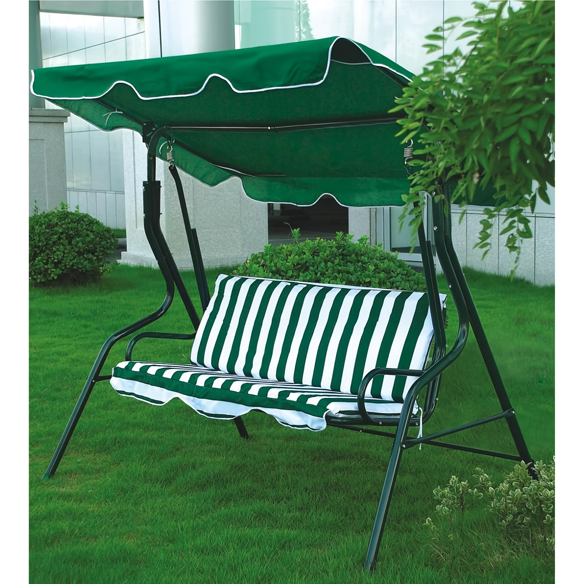 

3-seat Patio Swing Chair, Outdoor Canopy Swing Porch Swing With Adjustable Canopy & Removable Cushion, Hanging Swing Glider Lounge Chair For Patio, Garden, Yard, Porch