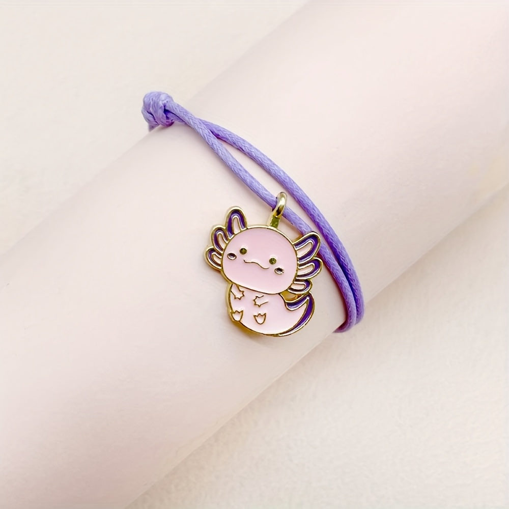 TEMU 1 ud. Pulsera con colgante de , cordón de cera ajustable e impermeable, dije de aleación, regalo de joyería para la mejor , cuerda de fibra
