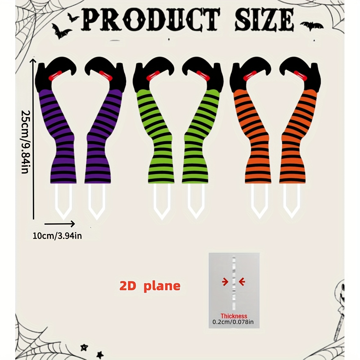 TEMU 2d Flat - 【2d Flat】 2d Flat - [2d Flat] 2d Plane, 6pcs Halloween Footprint Garden Stakes - Suitable For Gardens And Patios, , Decoration,