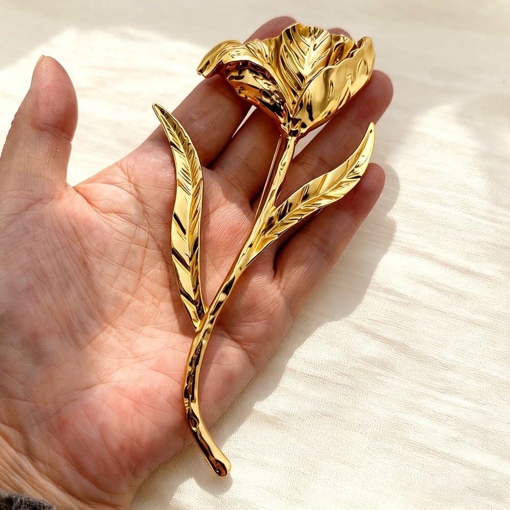 TEMU Vintage Large Rose Brooch | Fashion Pin For Women, Parties And Music Festivals