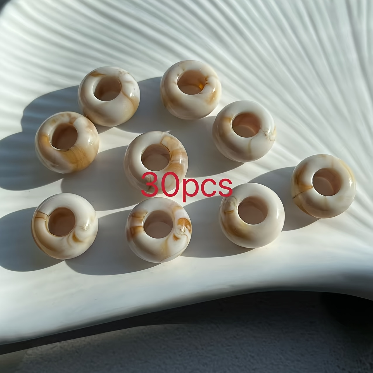 TEMU 30pcs Of Acrylic Imitation Marble Gradient Large Hole Abacus Beads, 14mm Gradient Beads, Suitable For Jewelry Making, Bracelets, Pendants, And