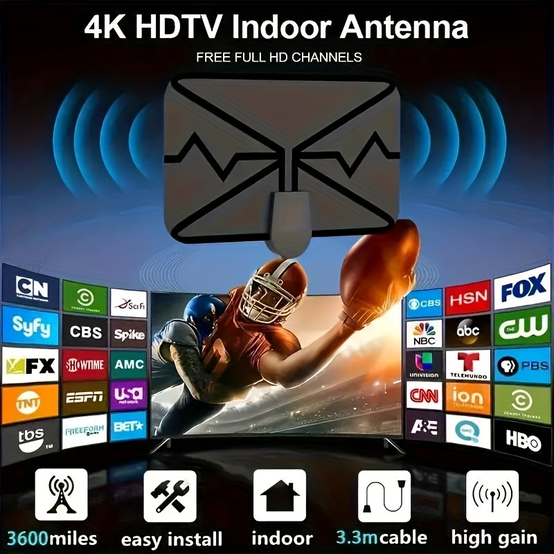 

Tv Portable Hd Supports 4k 1080p Suitable 360° Signal Switch , 16.6 Feet (. 5.0 ) Supports Uhf Vhf