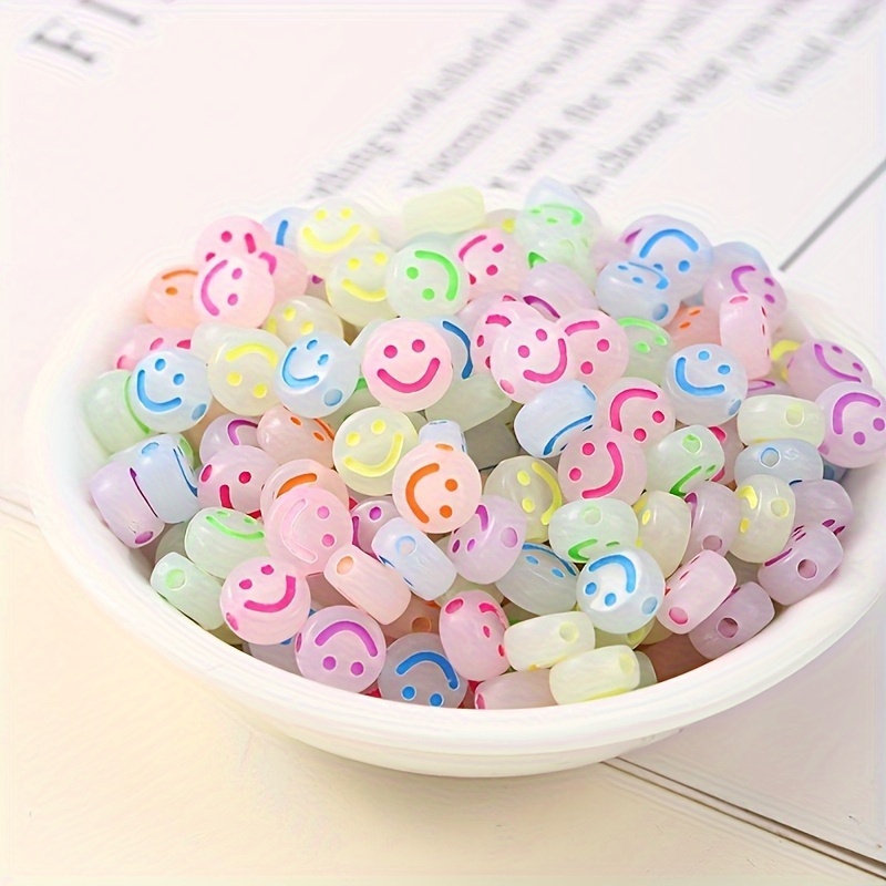 200pcs 4x7mm -the-dark Acrylic Face Beads - Suitable For Making, Fashion Accessories, Bracelets, Necklaces, Phone Charms, Etc