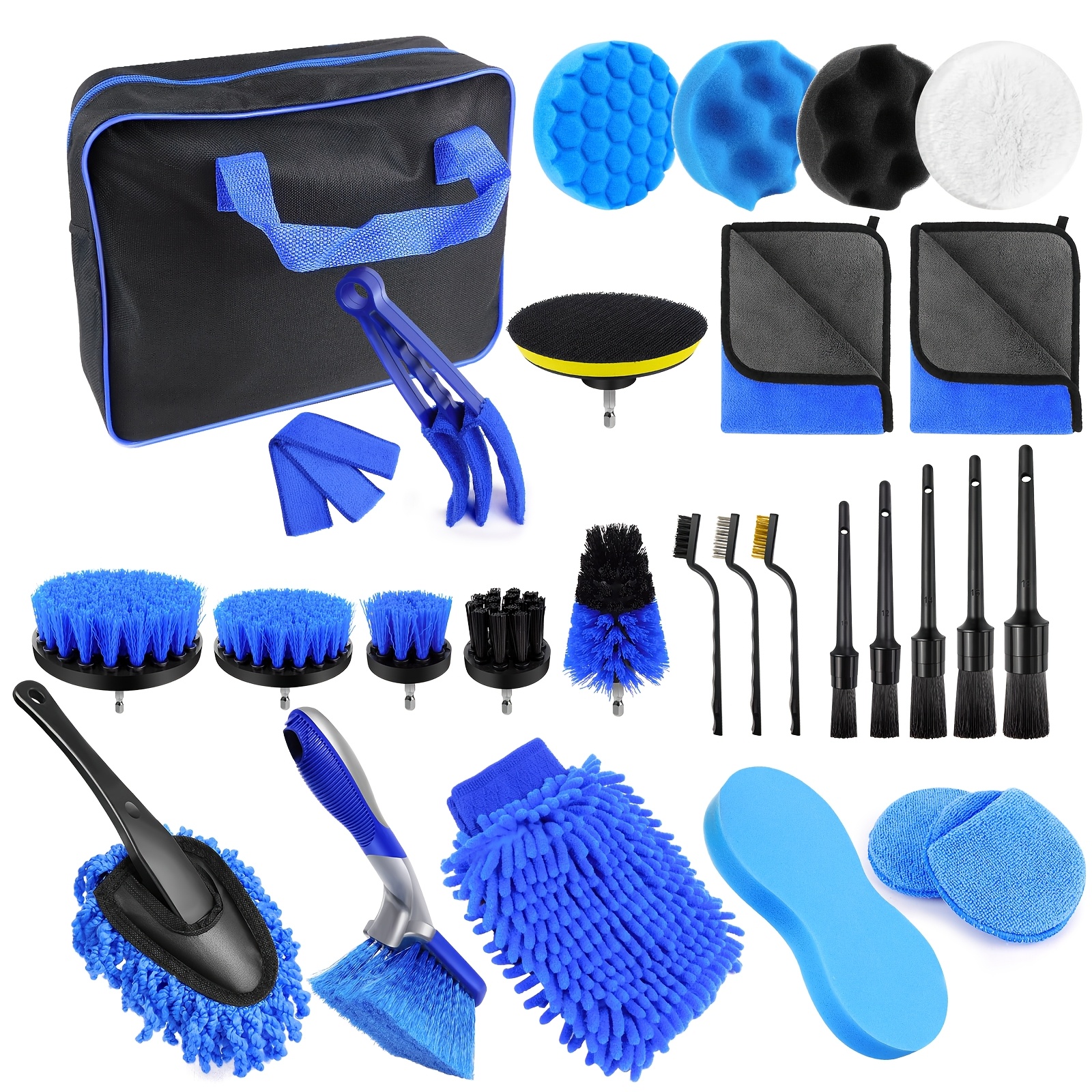 Car Cleaning Kit, 29pcs Car Detaling Kit, Drill Brush, Auto Detail Brush Set