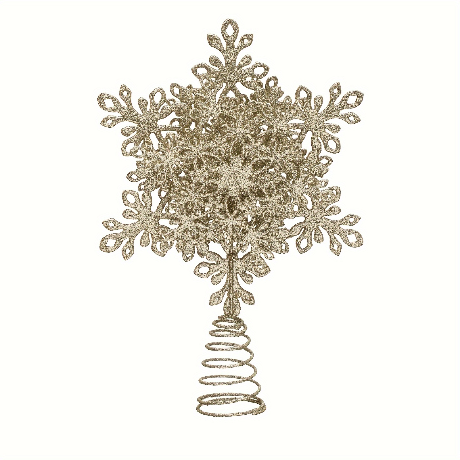 TEMU A Sparkling Champagne/silvery Christmas Tree Decoration, Perfect For Holiday Party Home Decor, Topped With A 13-inch Christmas Snowflake Tree