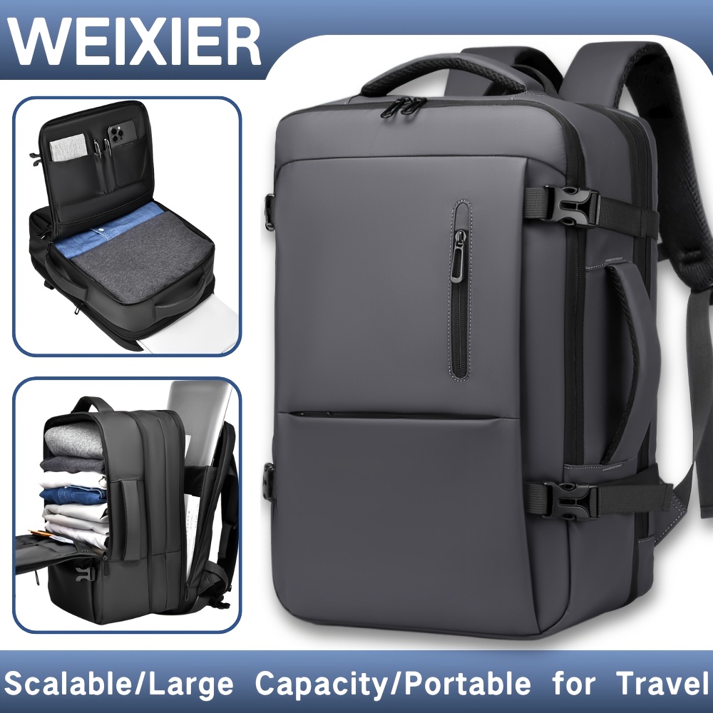 Mochila unisex WEIXIER, bolsa de viaje, bolso de mano, mochila unisex, bolsa para portátil, gran capacidad, función deportiva, mochila abierta a 180°, bolsa de equipaje para fines de semana, bolsa de negocios, bolsa de viaje de negocios, mochila escolar, expansible, compartimento independiente para computadora, adecuada para viajes escolares y de negocios, regalo para amigos y familiares.