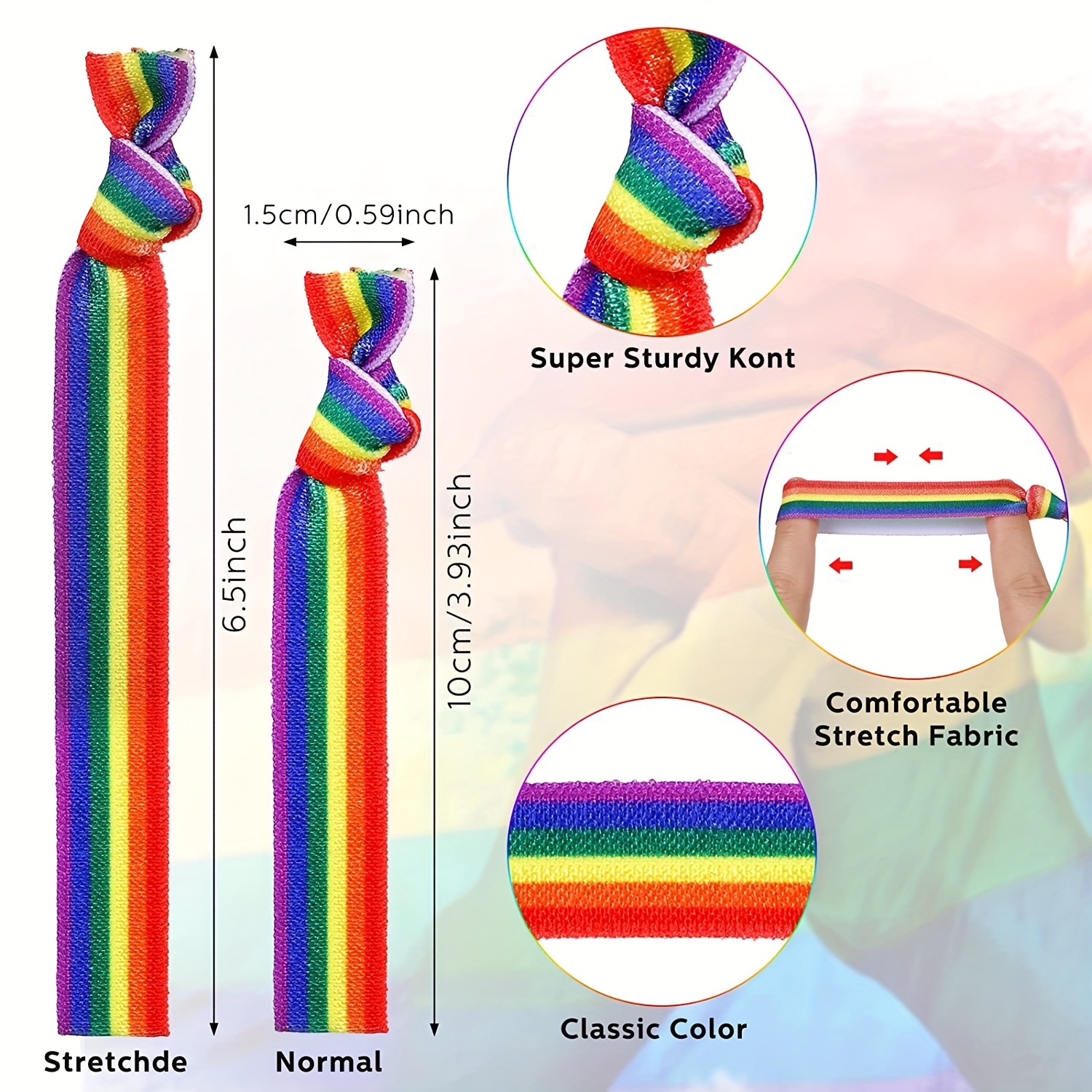 2pcs Rainbow Pride Bracelet Hair Tie & Headband Set