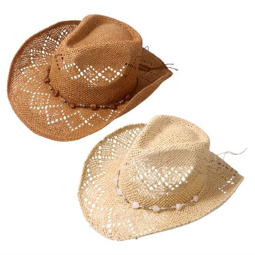 womens bohemian sun hat wide brim shapable beach hat with removable chains breathable cowgirl hat suitable for weddings outdoor western events summer