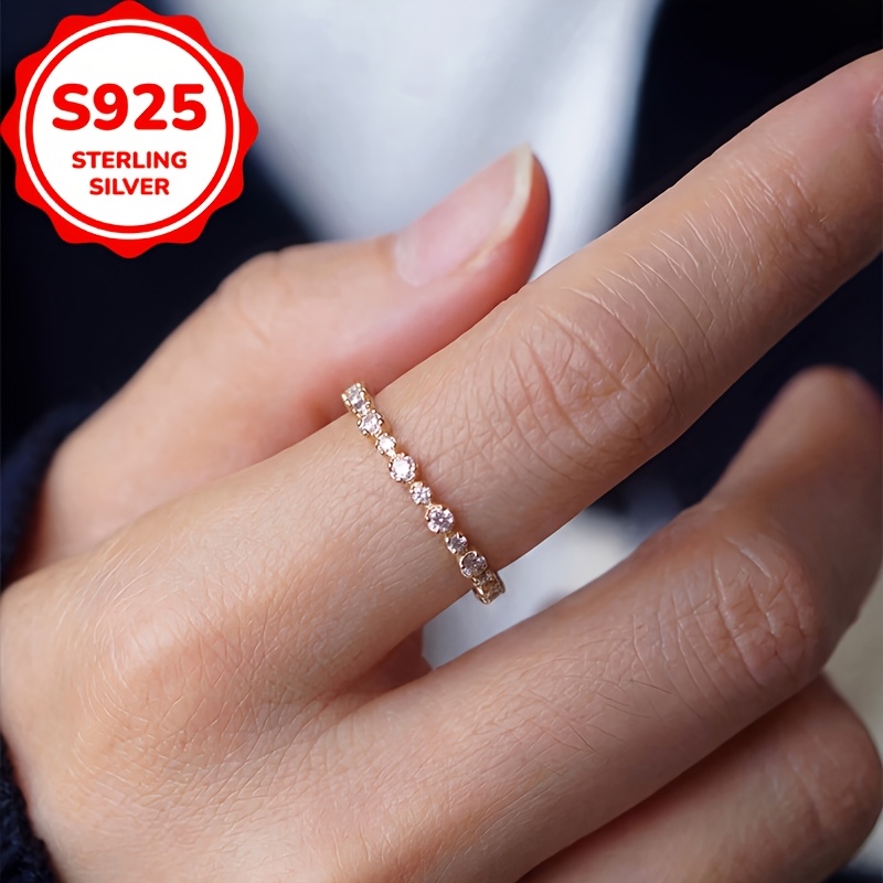 Women's S925 Sterling Silver Simple Thin Hoop Ring, Everyday Casual