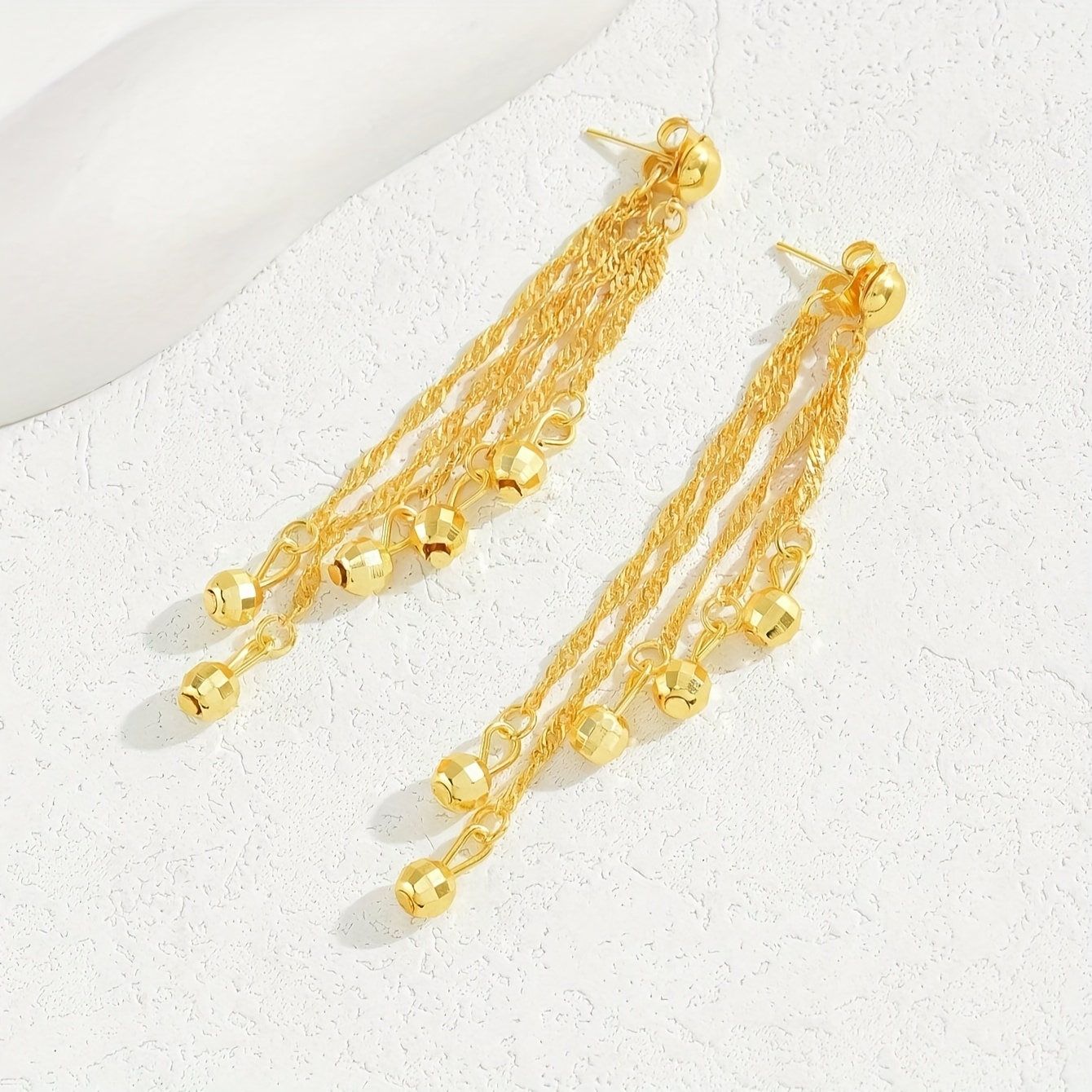TEMU A Pair Of Stylish European And American Minimalist Tassel Stud Earrings, Geometric Simple Hollow-out Women' Earrings For Daily Wear