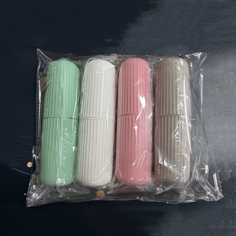 Image of 4pcs Portable Travel Toothbrush Case With Toothpaste Holder - Compact, Hygienic, And Durable, Ideal For Camping And Travel, A Must-have For Use
