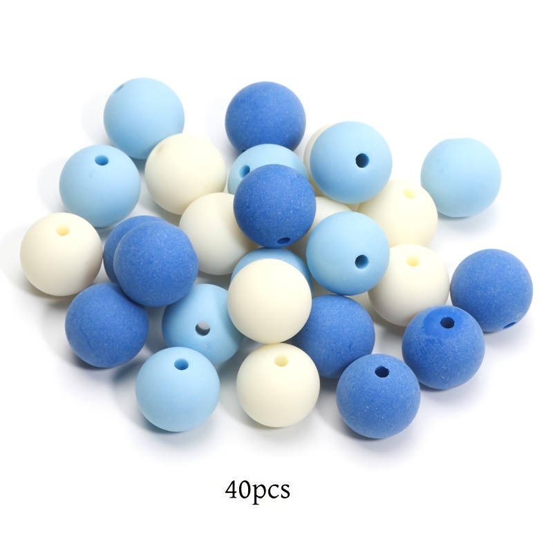 TEMU Of 40pcs Of 14mm Matte Acrylic Beads - For Jewelry Making, Bracelet And Keychain Additions, Handmade Craft Materials, Mobile Phone Charm