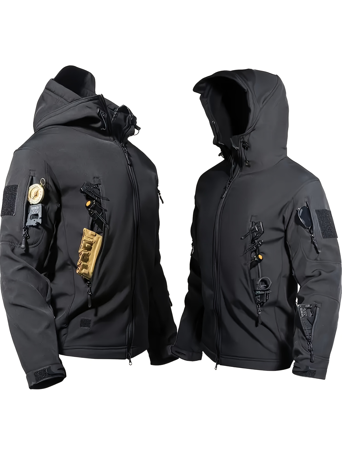 Men's Warm Tactical 2pcs Set, Softshell Jacket & Cargo Pants