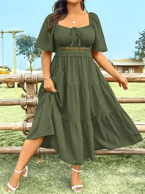 dress for chubby women Women's Plus Size Dresses Stretchy Cotton Blend Women Elegant Evening Gown Dress