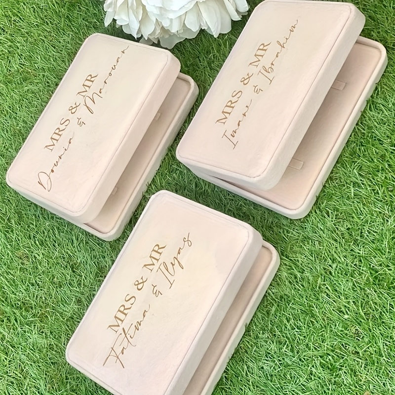 Personalized Flannel Jewelry Box, Custom Wedding Gift