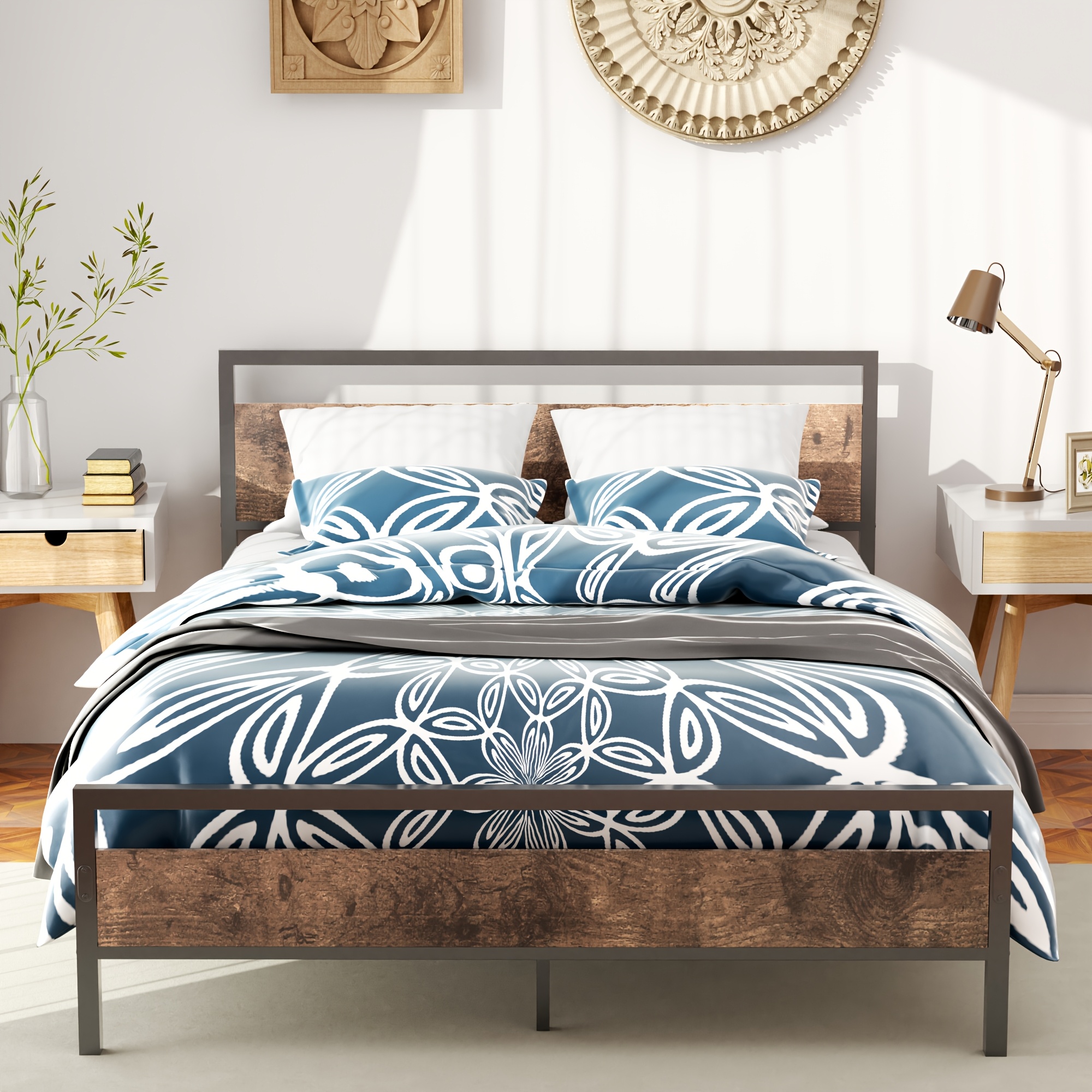 Temu Contemporary Minimalist Metal Bed Structure | Sturdy And Solution Ideal For Bedrooms And Guest Rooms-image