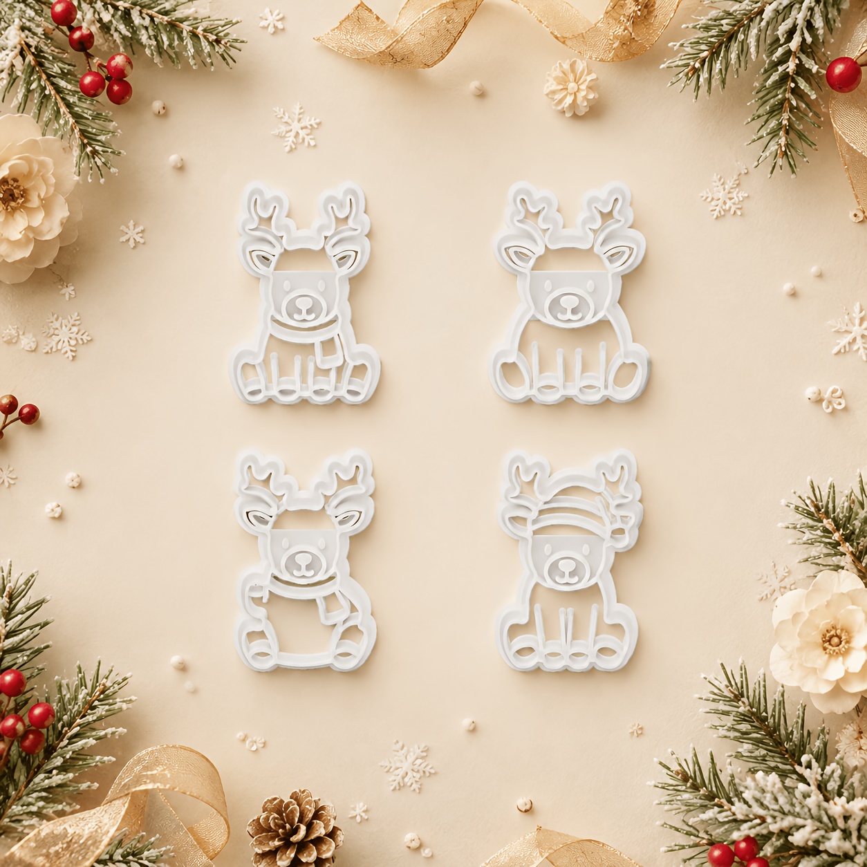 TEMU 4pcs Christmas 4 Polymer Clay Cutter, Christmas Clay Molds, Christmas Shaped Clay Molds, Daily Scene Jewelry Making Tools, Craft Supplies,