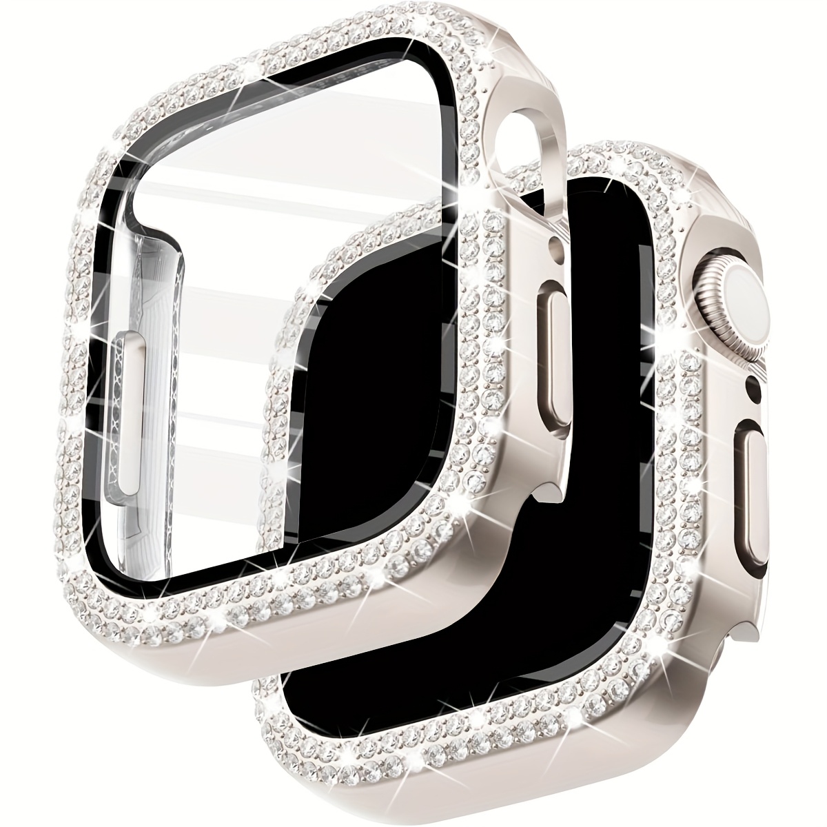 TEMU Custodia per Apple Watch 1 pz Donna con Decorazione a Strass Lucidi, , , -caduta, 2 in 1, Ultra , in Vetro Temperato, Protezione , per Serie 12