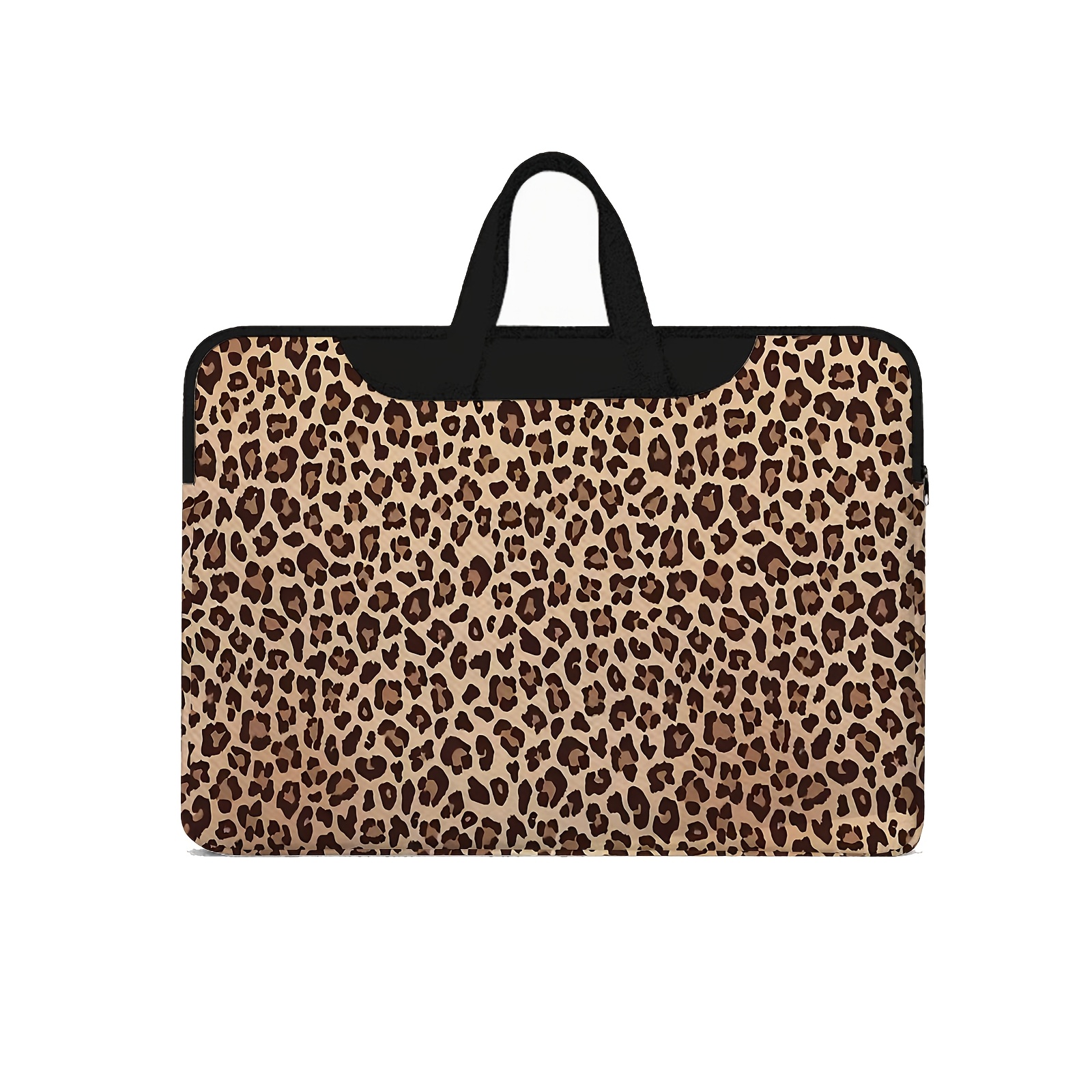 TEMU 1pc Housse d'ordinateur portable portable, sac à main léger pour ordinateur avec imprimé léopard marron, imprimé avec motif léopard marron avec