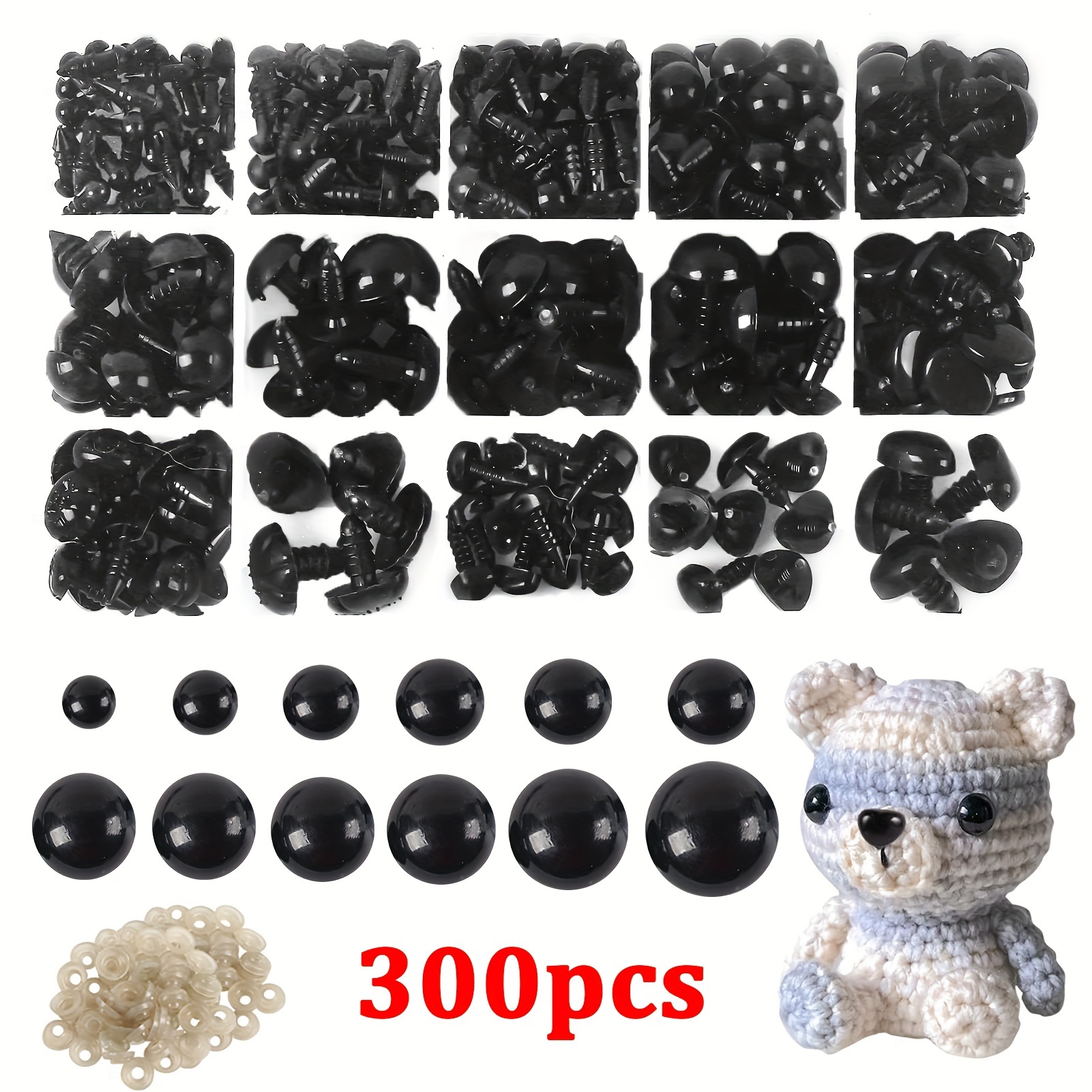 

18-300pcs Brighten Up Your Amigurumi With Safety Eyes For Crochet Teddy , Dolls & Plush Animals Various Sizes Available