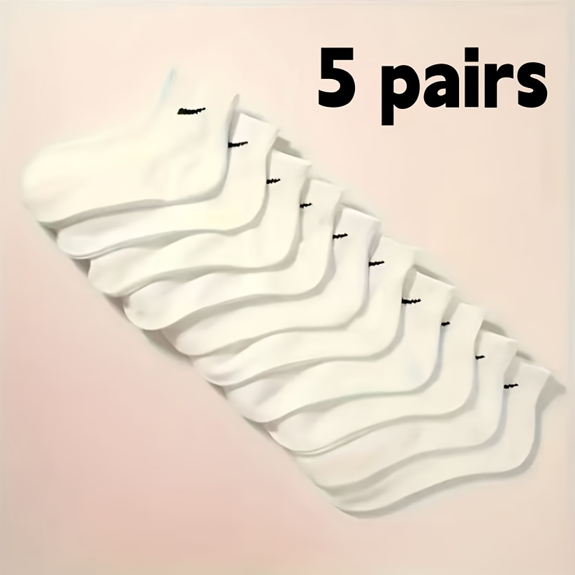 5 Pairs Mid-calf Socks Sports Black And White Mid-calf Socks Ins Trendy Breathable Sweat-absorbing Versatile Mid-calf Socks Korean Style