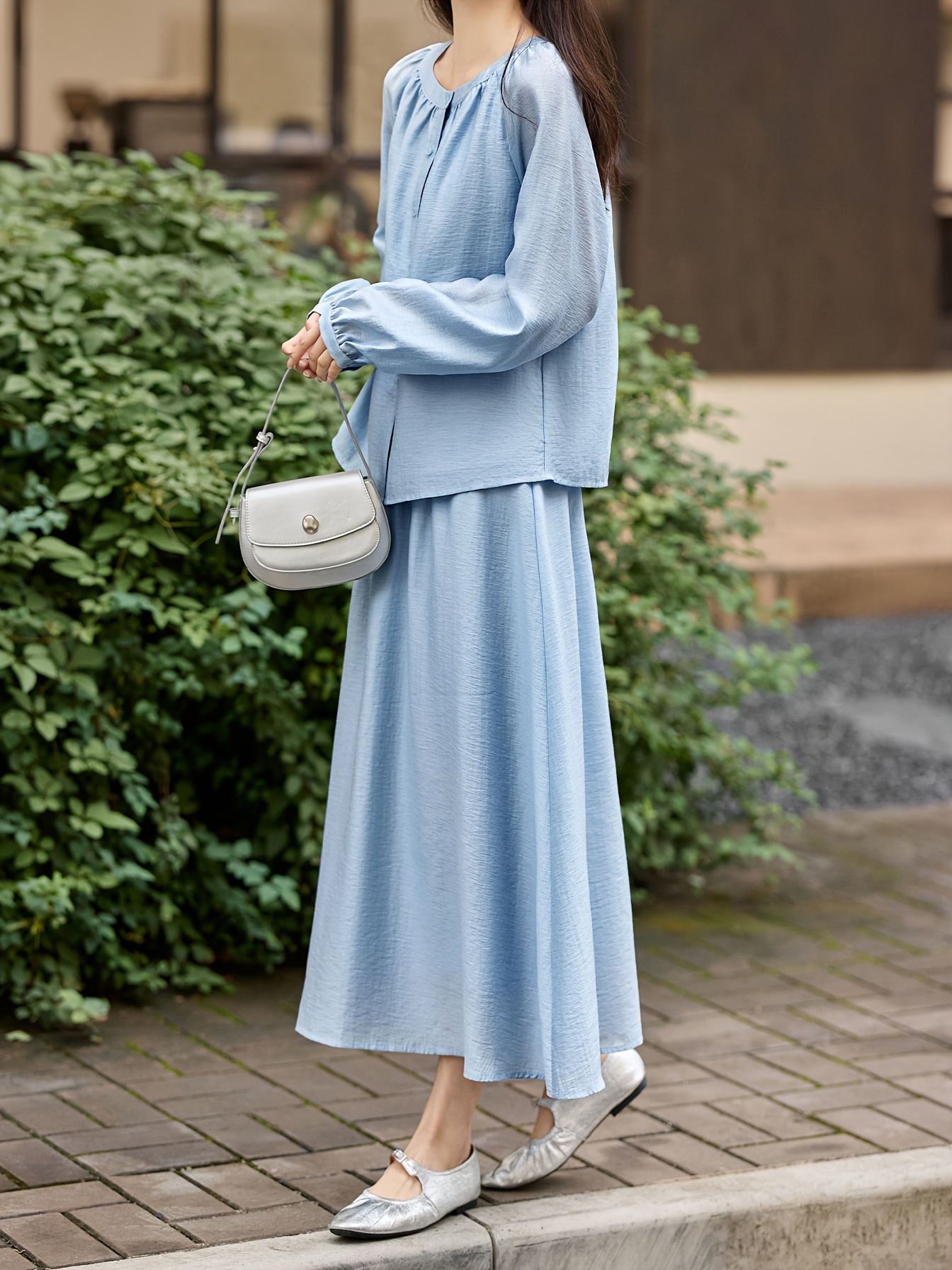 conjunto elegante blusa falda larga mujer Temu Spain