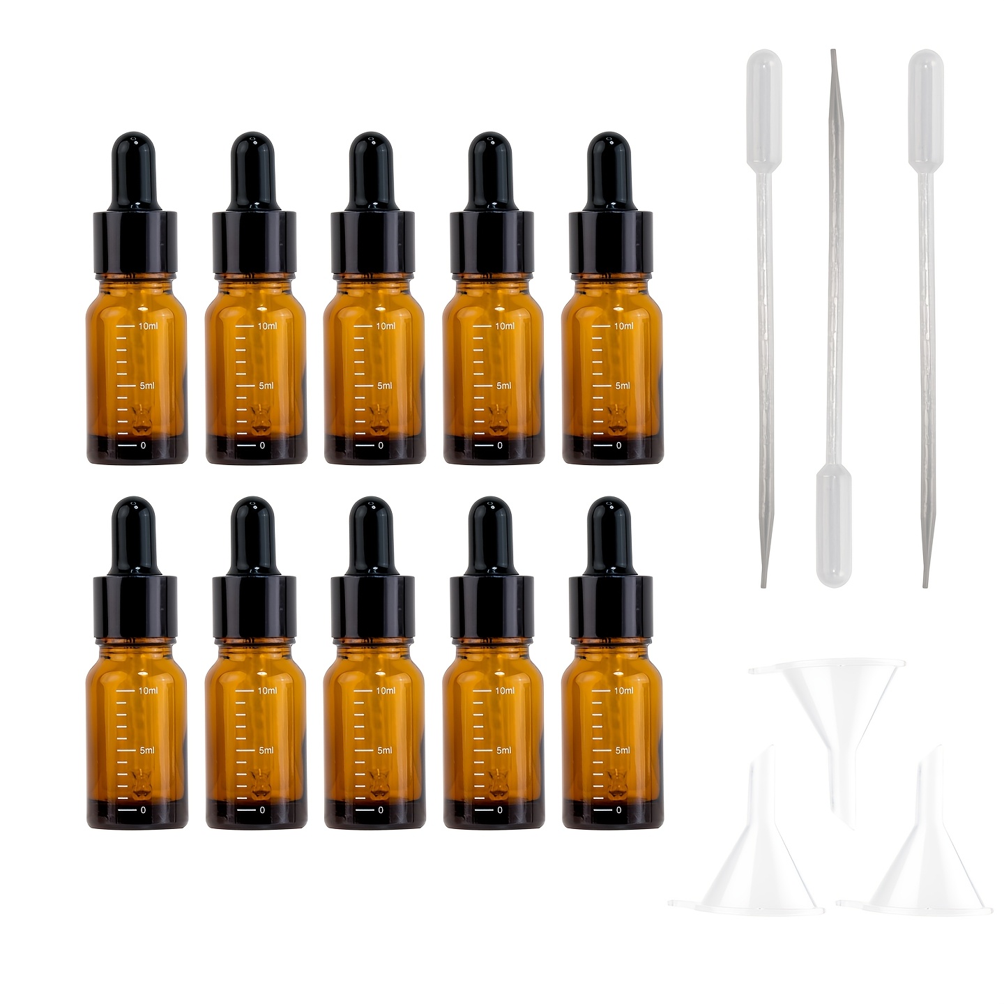 TEMU Graduated Dropper Dispensing Bottle Glass Empty Bottle Travel Essential Oil Blending Bottle Light-proof Amber Serum High-end Perfume