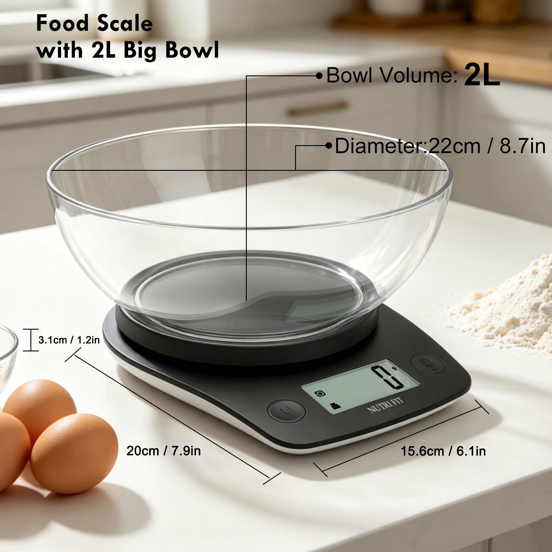 fit digitale küchenwaage 5 kg/11 lb kapazität
